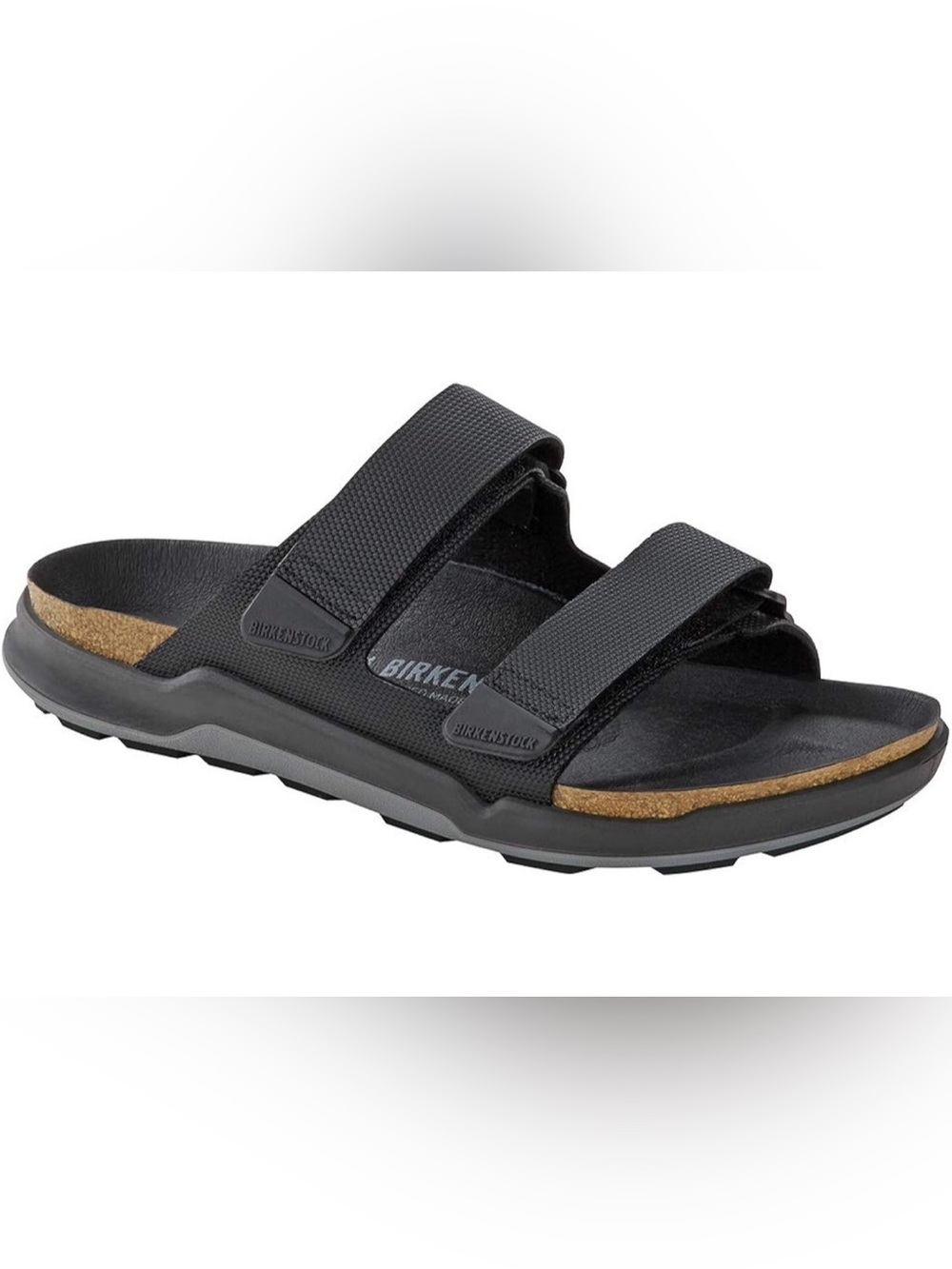 0020: Birkenstock  Atacama Men’s Black Two-Strap Slide Sandal with Cork Accent